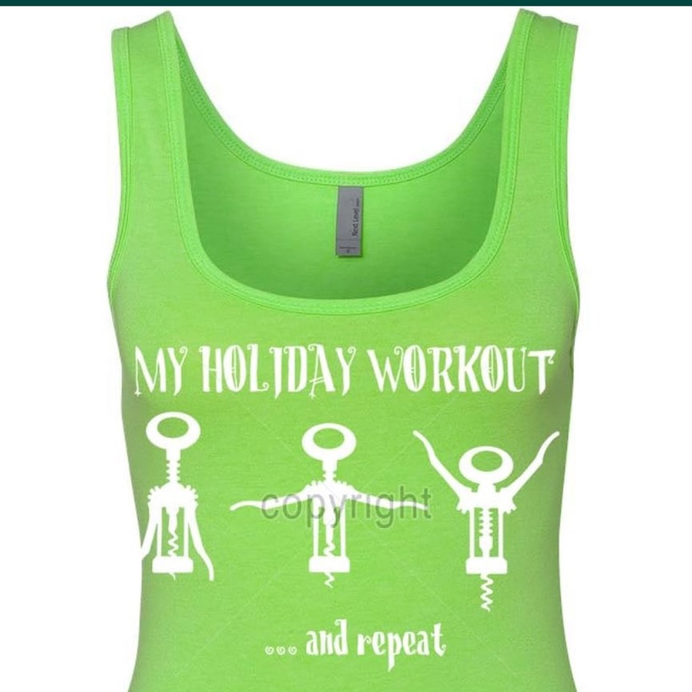 “My Holiday Workout” Wine Tank, Green Size L